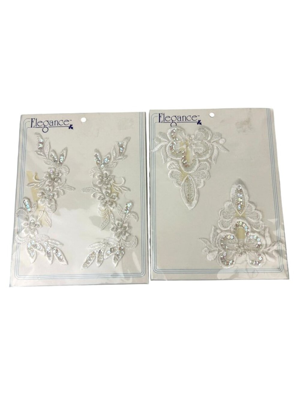 Elegance Vintage Lace Pearl Sequin Appliques Flower Spray & Teardrop Flower (2)